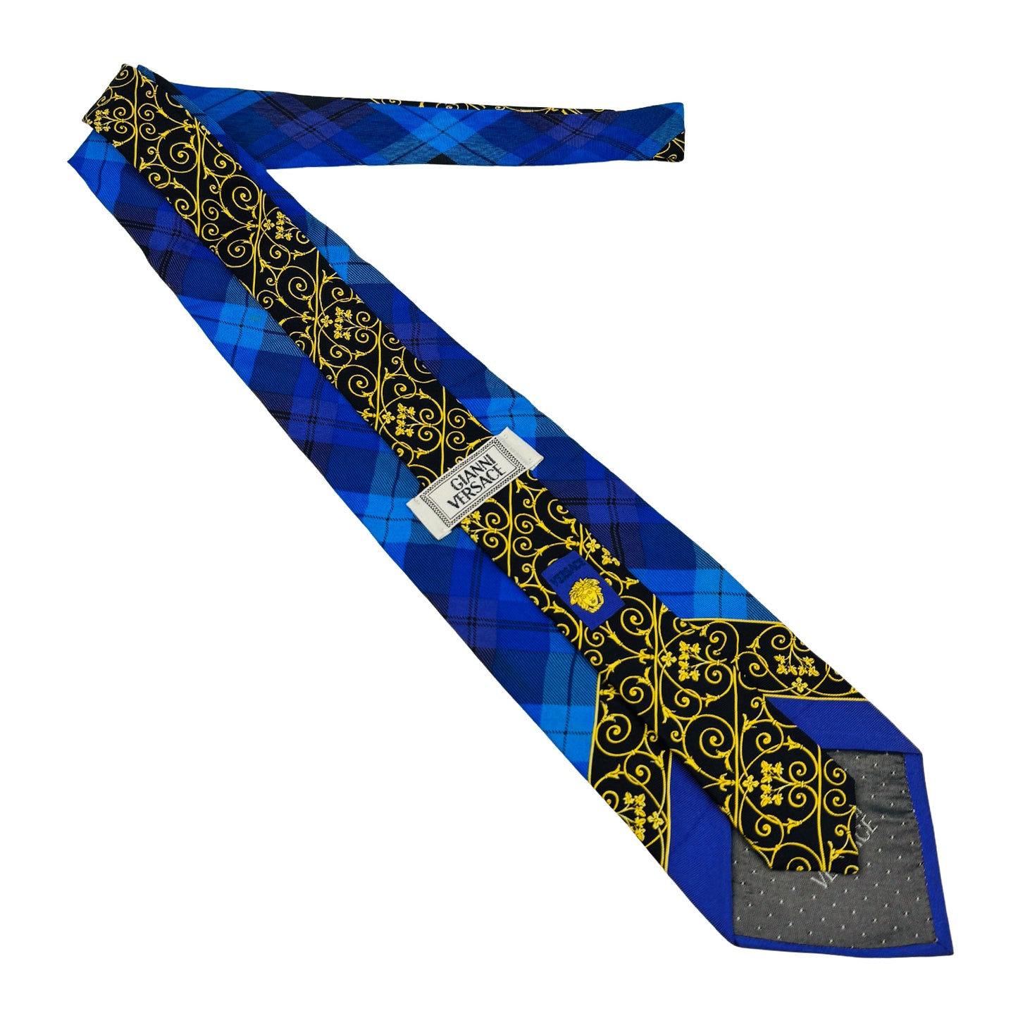 Gianni Versace Blue 'Plaid Pattern' Tie (Size Regular)