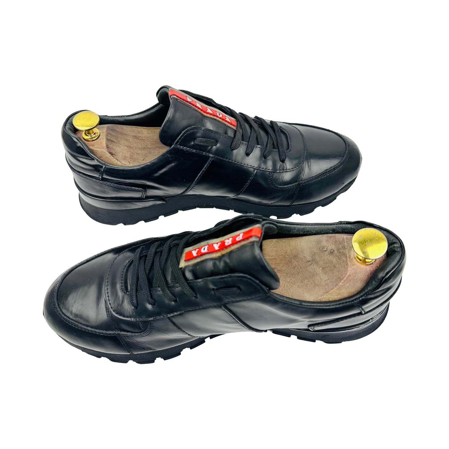 Prada Men's Match Race Black Leather Sneakers (Size 42)