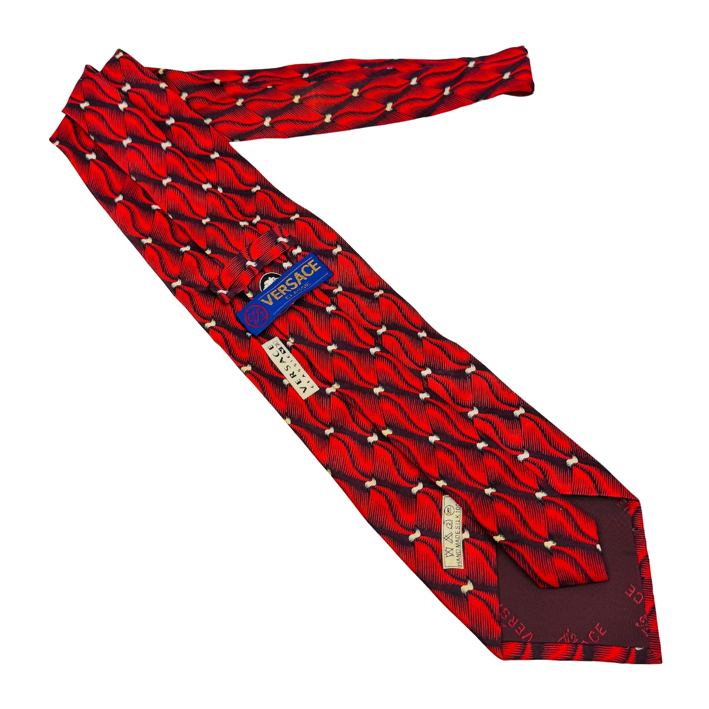 Versace Red Black 'Off-White Motifs' Tie (Size Regular)