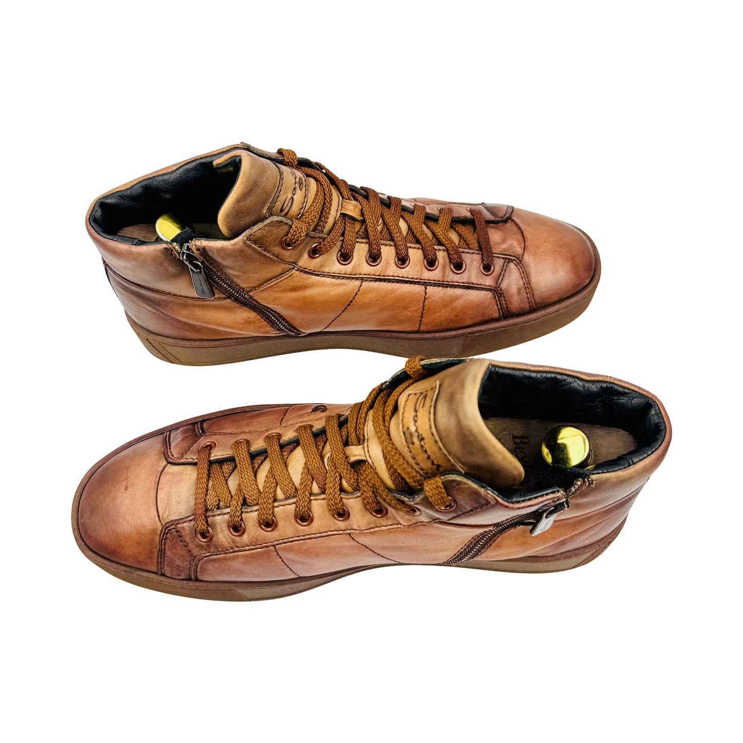 Santoni Men's Brown Leather High-Top Sneakers (Size 44)