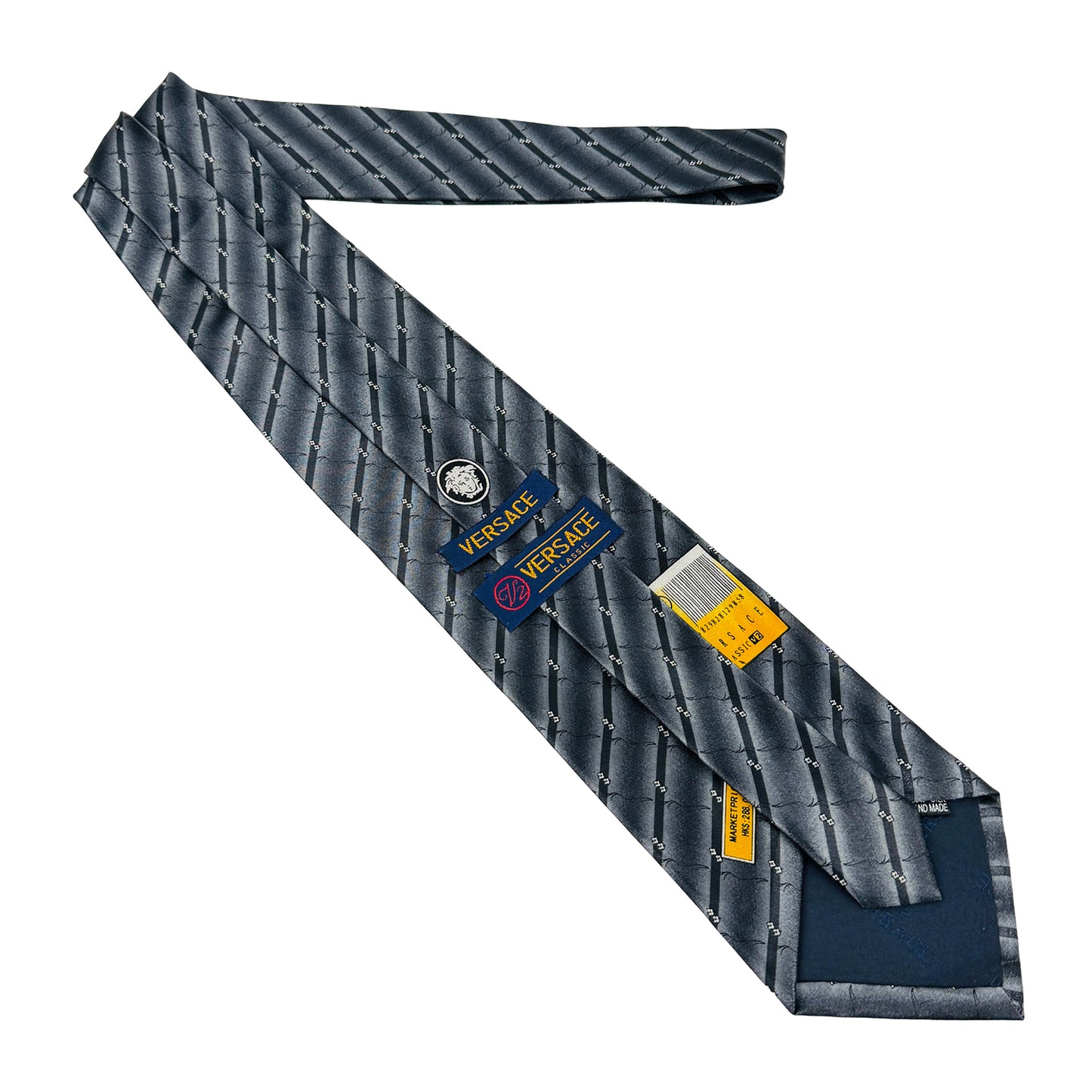 Versace Silver 'Diagonal Stripe' Tie (Size Regular)