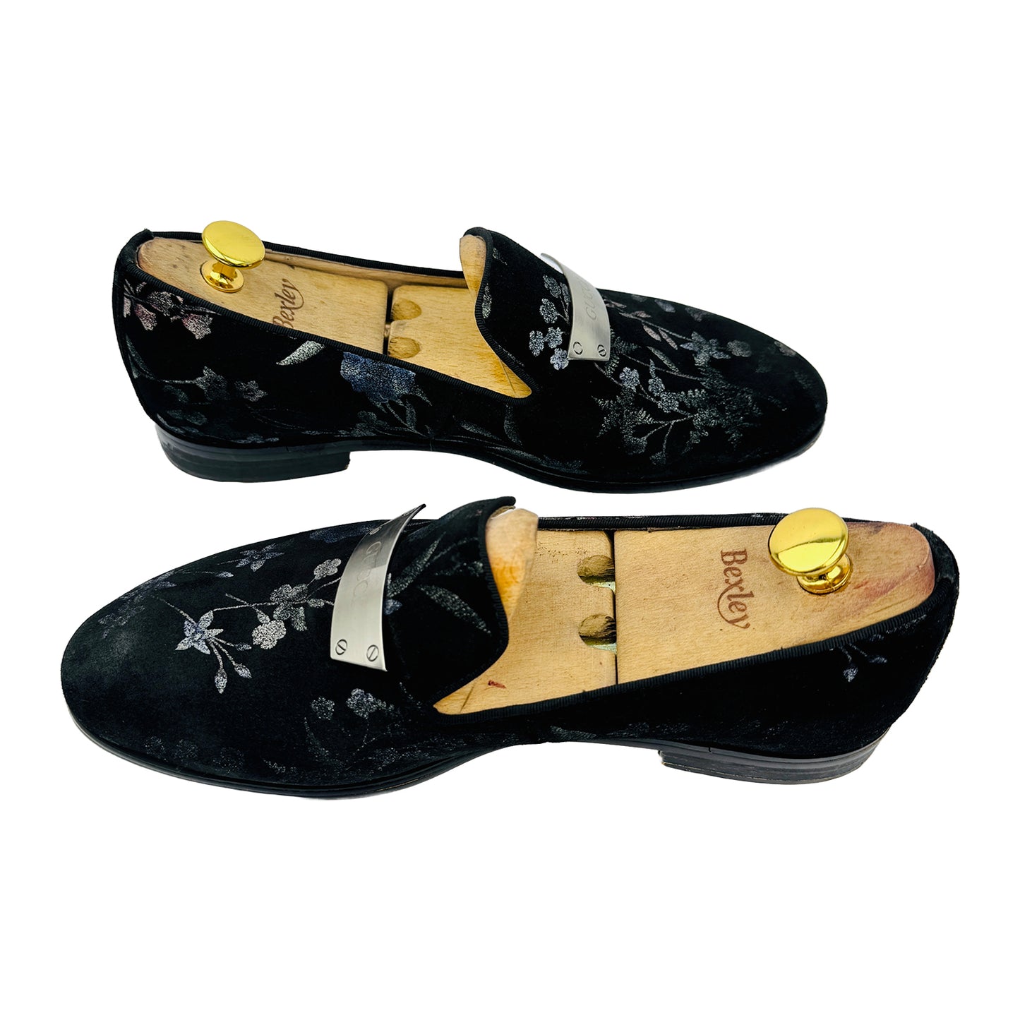 Gucci Black Jodaan Velvet Embroidered Loafers (Size 40/40.5)