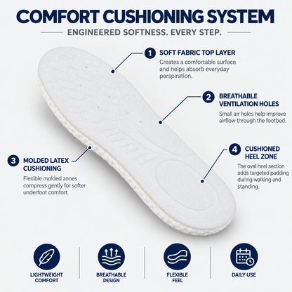 Breathable Latex Comfort Insole - White