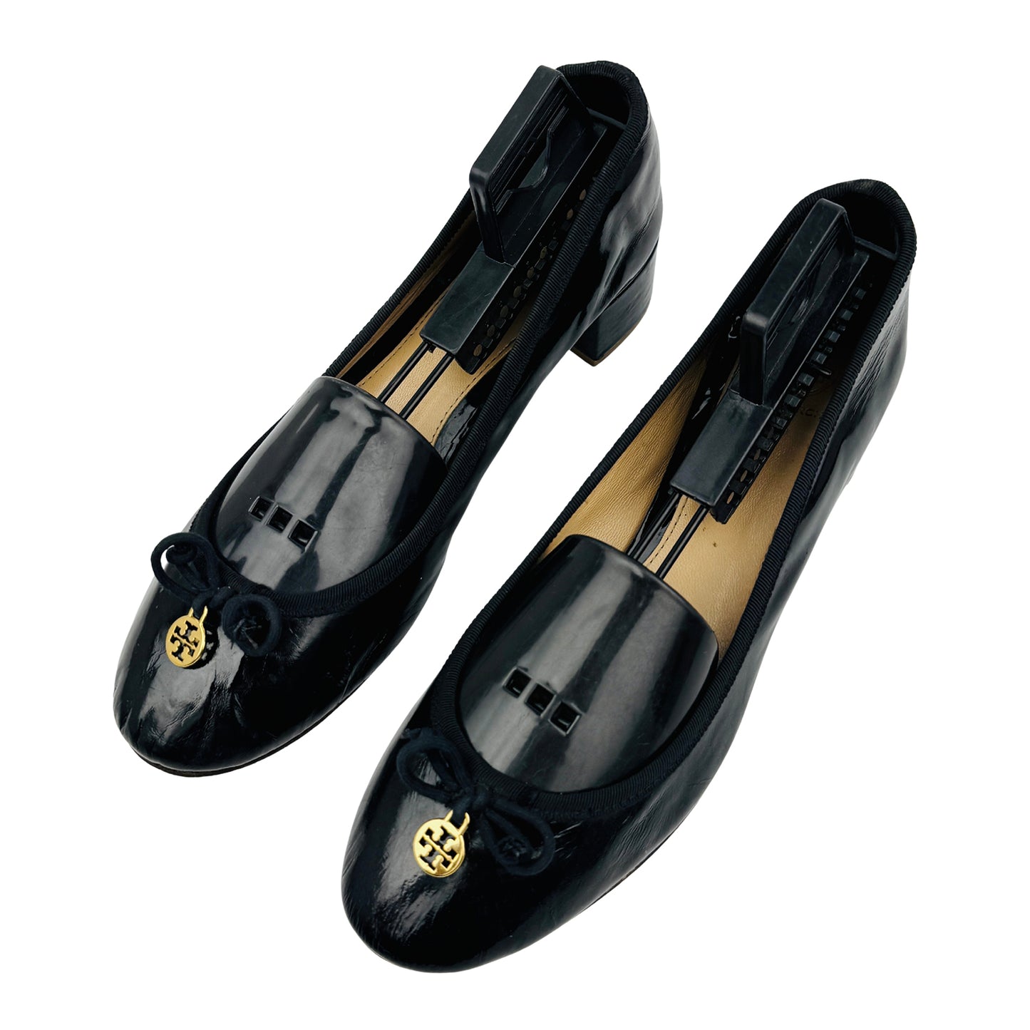 Tory Burch Black Patent Leather Block Heels (Size 38.5)