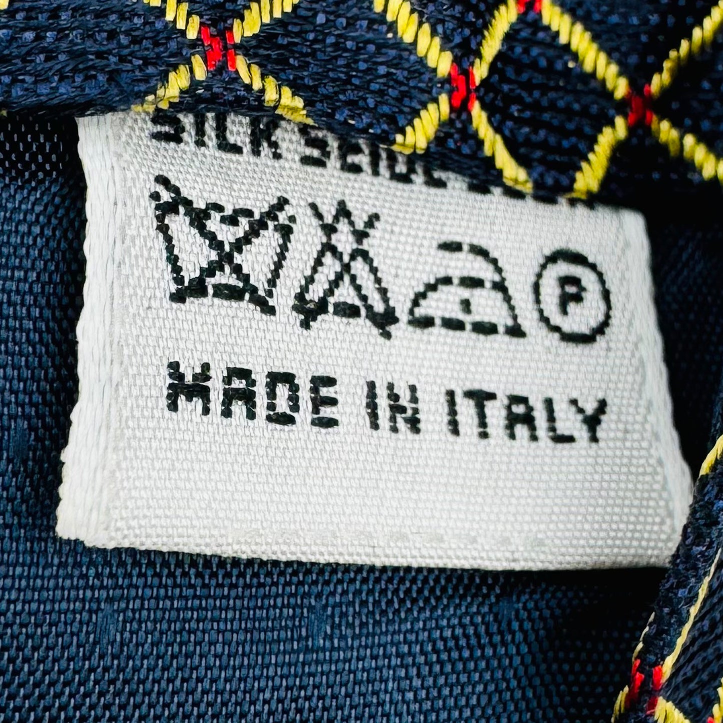 Valentino Navy Blue 'Yellow Grid Pattern' Silk Tie (Size Regular)