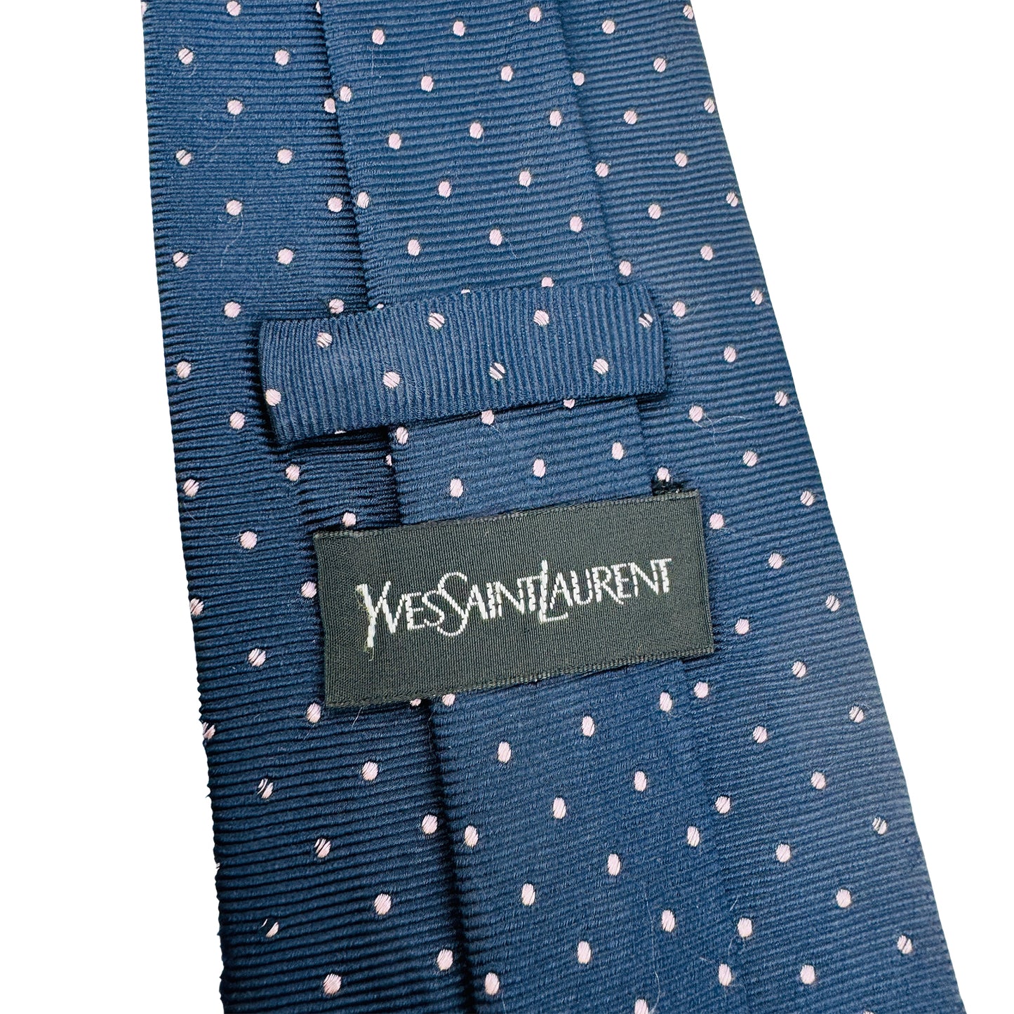 Yves Saint Laurent Navy Blue 'Polka Dots' Tie (Size Regular)
