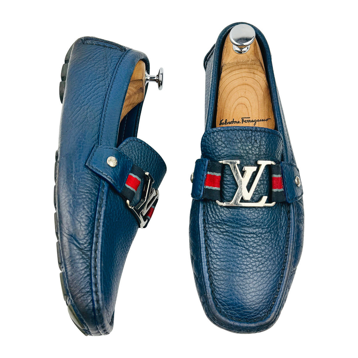 Louis Vuitton Monte Carlo Blue Leather Loafers (Size 42)