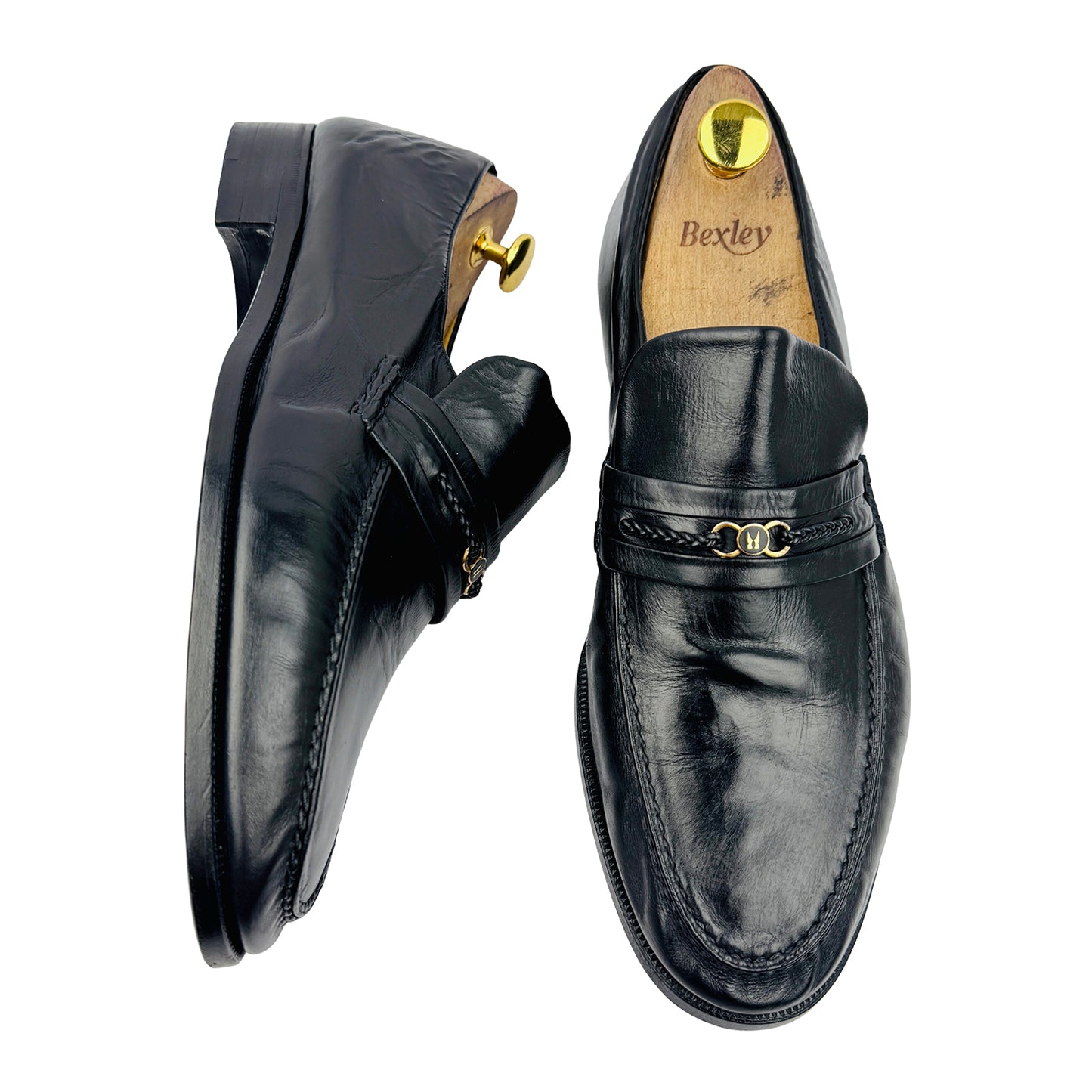 Moreschi X Russell Bromley Volcano Black Leather Loafers (Size 43.5)