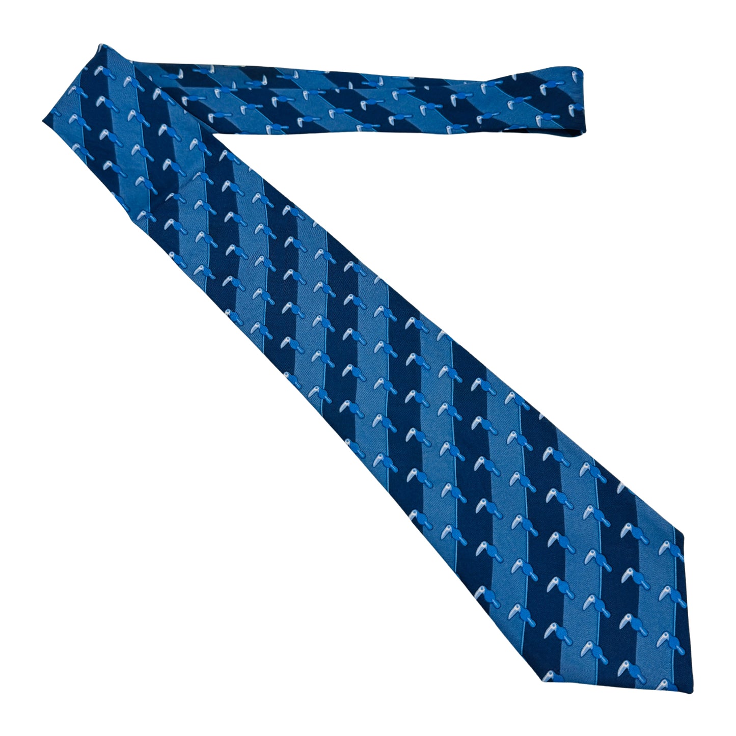 Hermès Navy Blue 'Bird Motif Pattern' Tie (Size Regular)