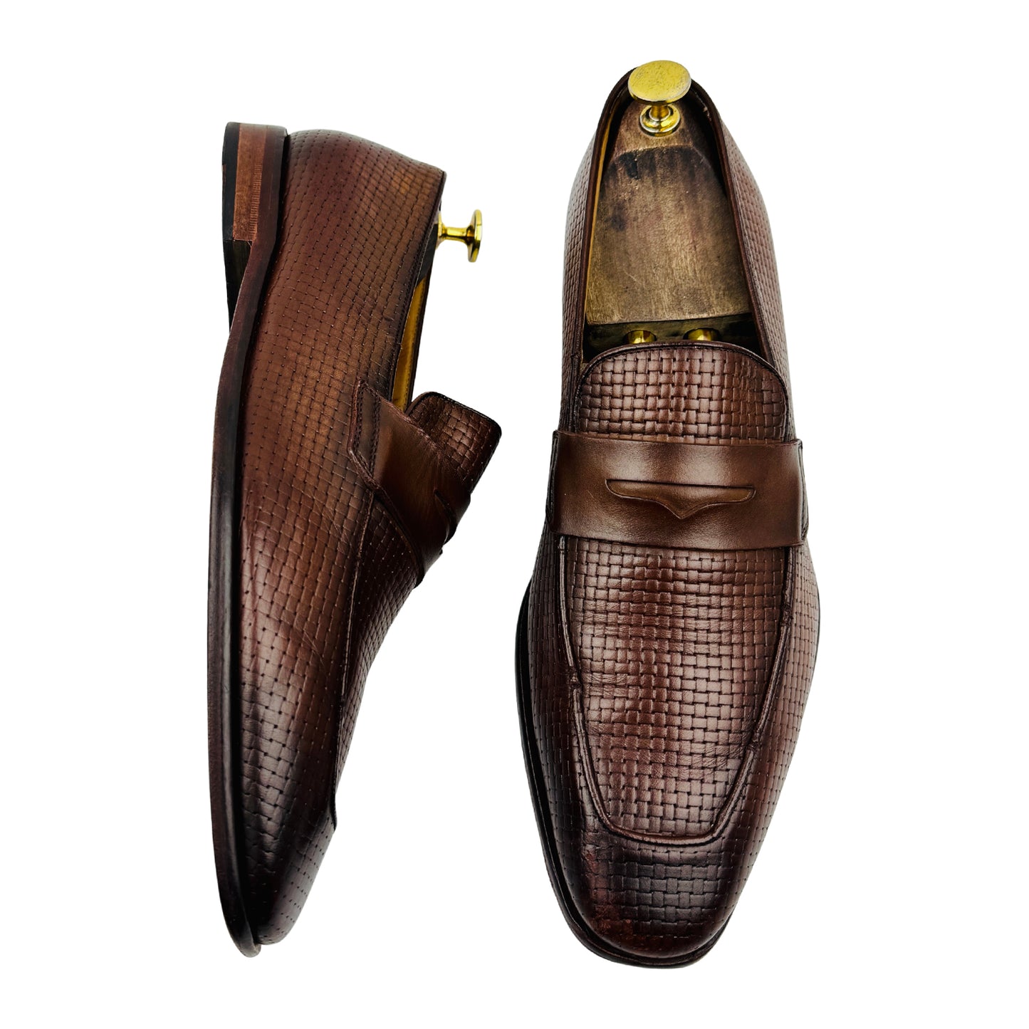 Hugo Boss Brown Woven Leather Loafers (Size 42.5)