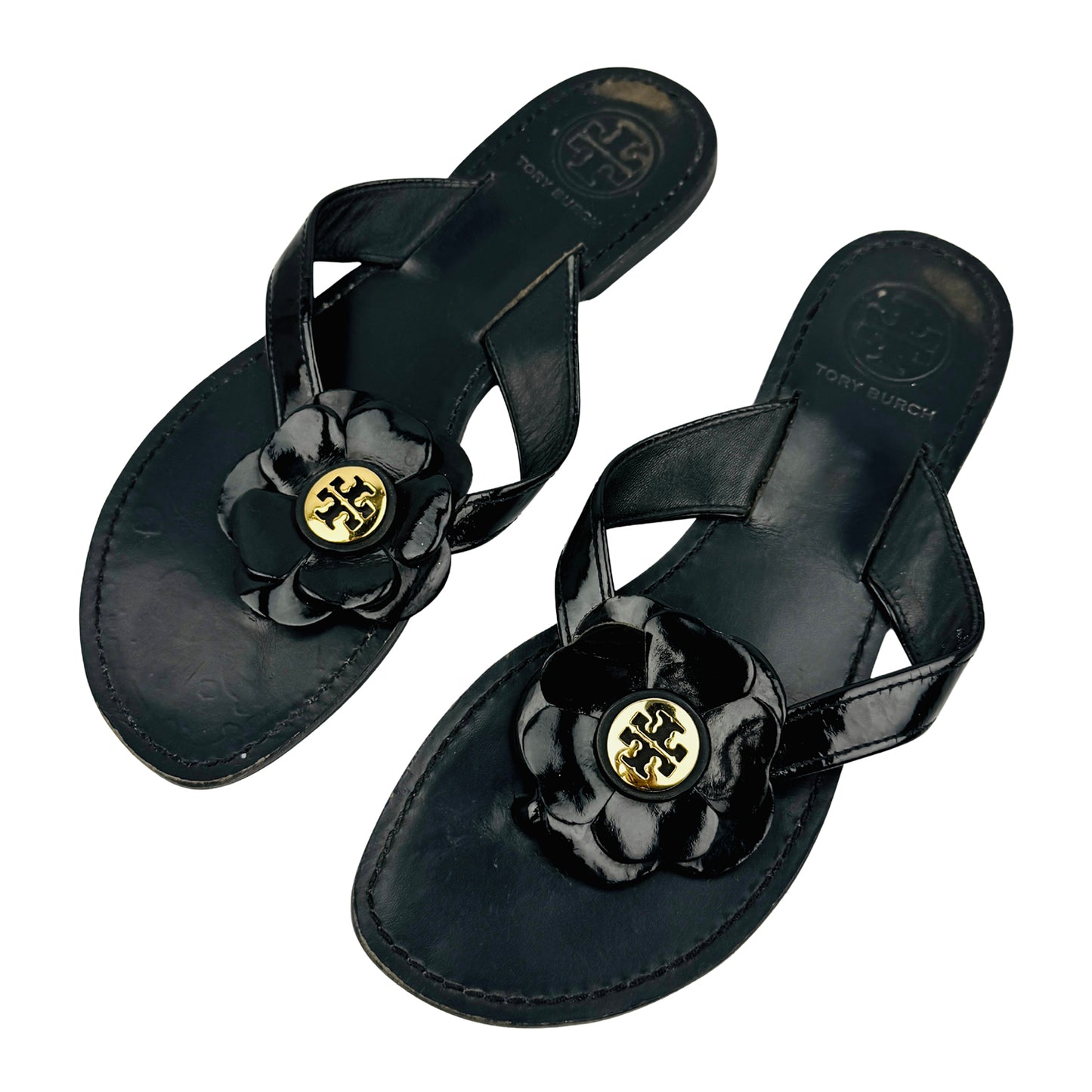 Tory Burch Breely Black Flip Flops (Size 36.5)