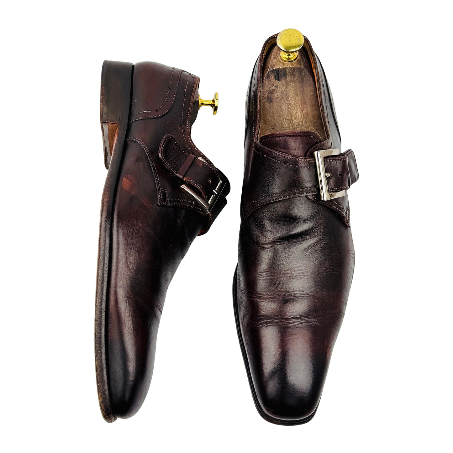 Santoni Men's Dark Brown Single Monk Strap Shoes (Size 42.5)