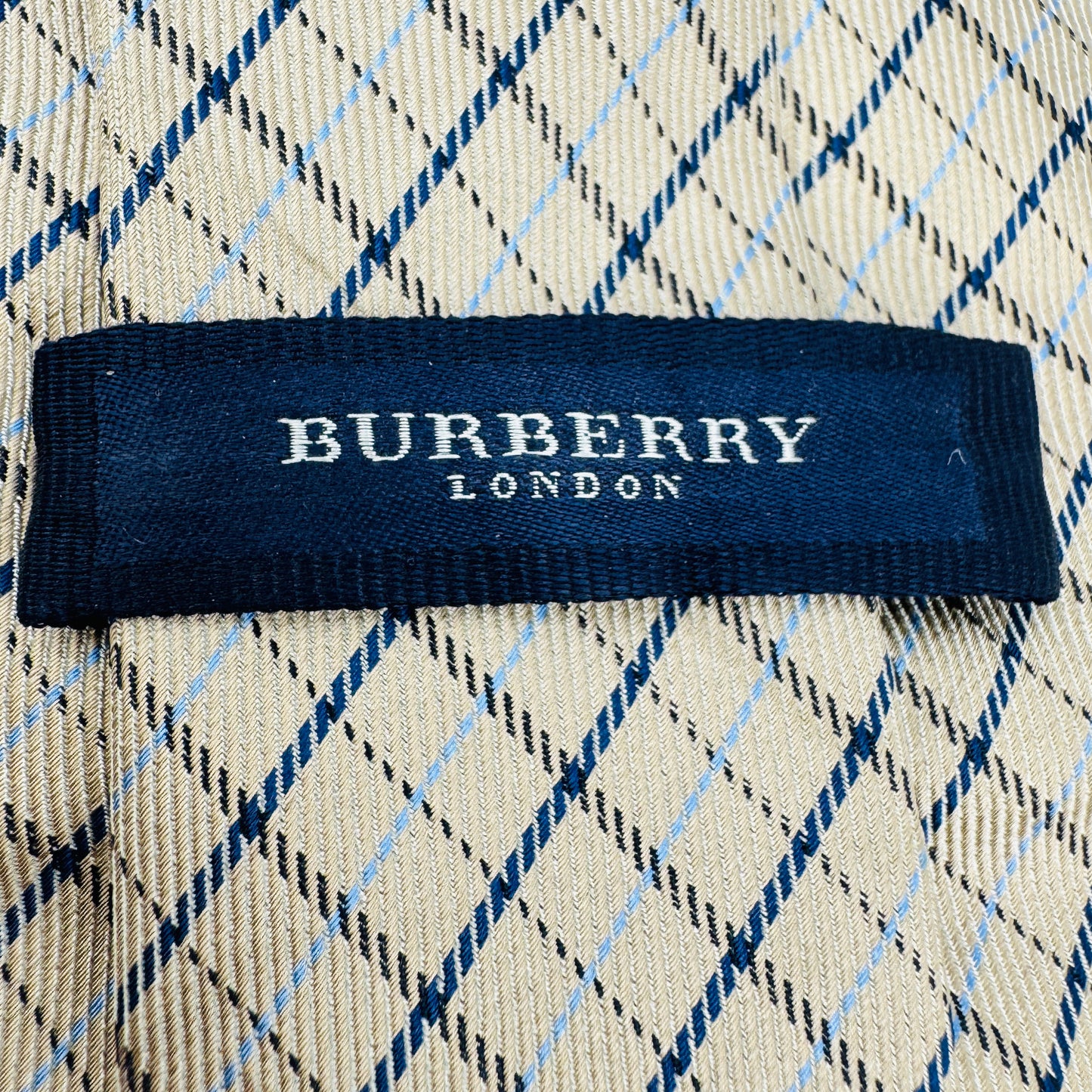 Burberry Beige 'Grid Pattern' Silk Tie (Size Regular)
