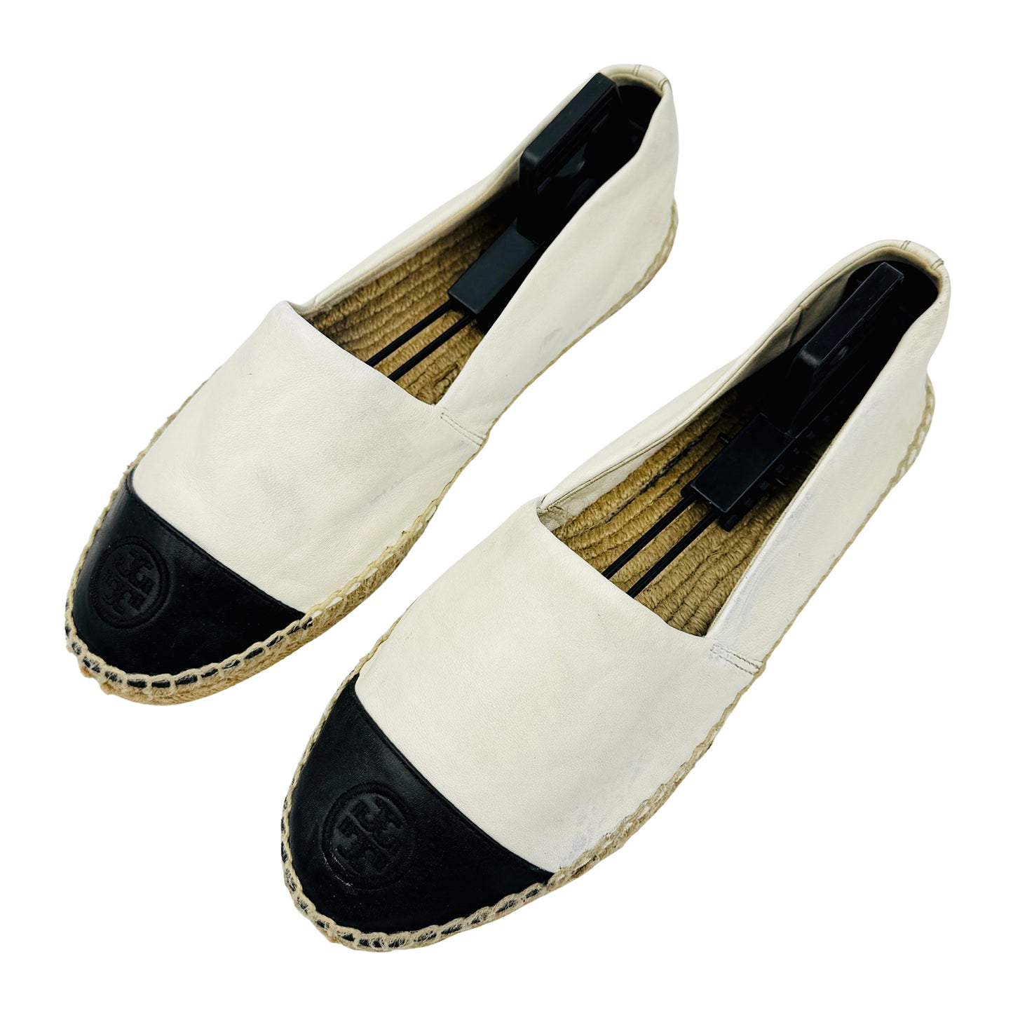 Tory Burch Off-White Cap-Toe Espadrille Shoes (Size 41)