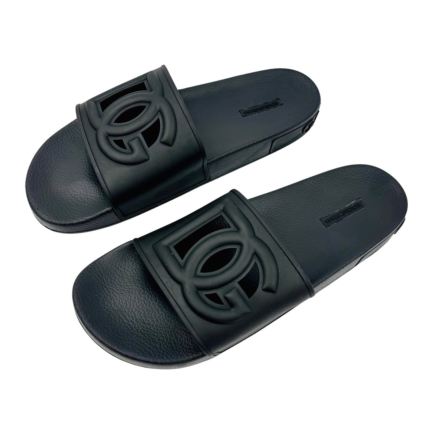 Dolce & Gabbana Men's Black Logo Slides (Size 47)