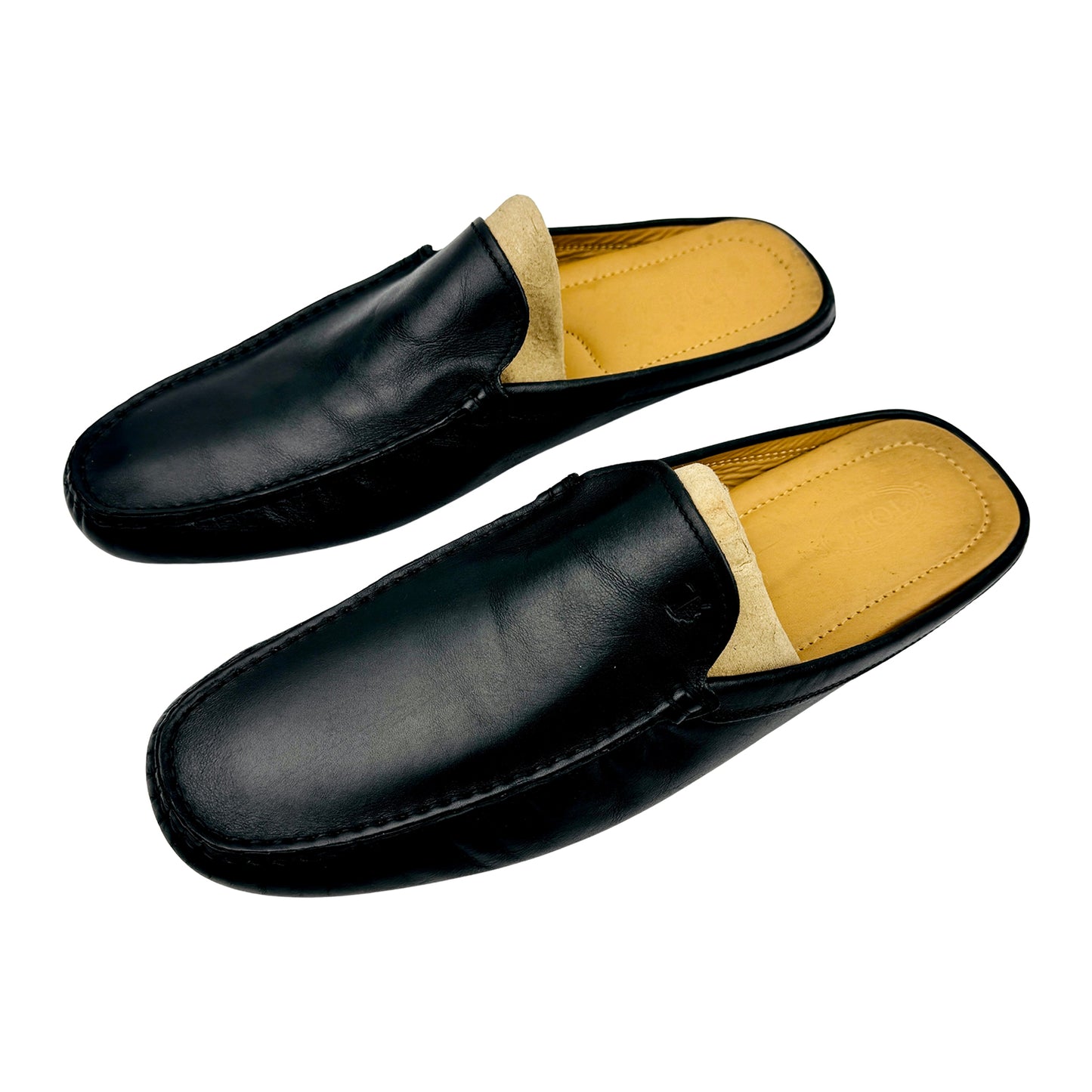 Tod's Men's Black Leather Flat Mules (Size 43/43.5)