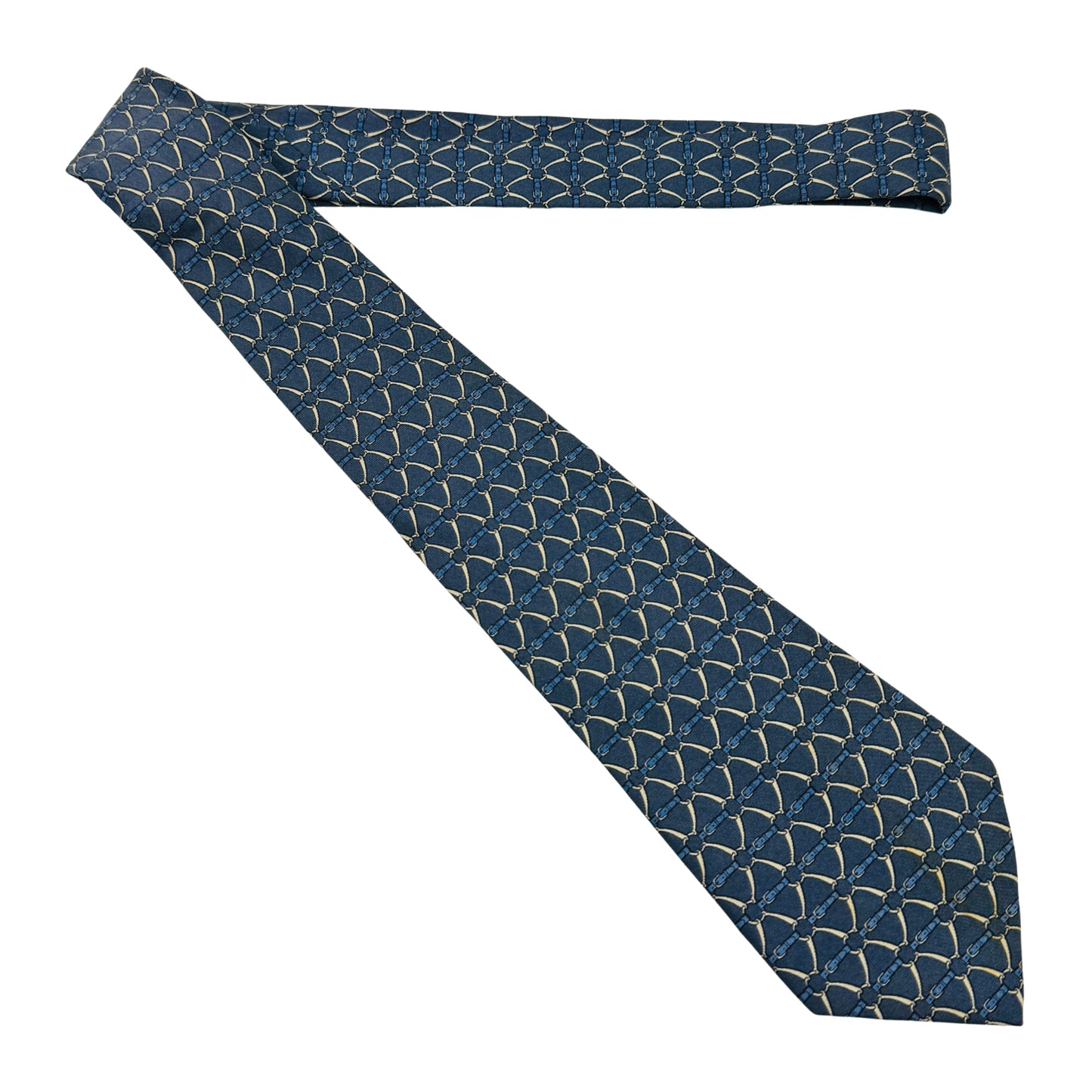 Hermès Steel Blue 'Chain Pattern' Tie (Size Regular)
