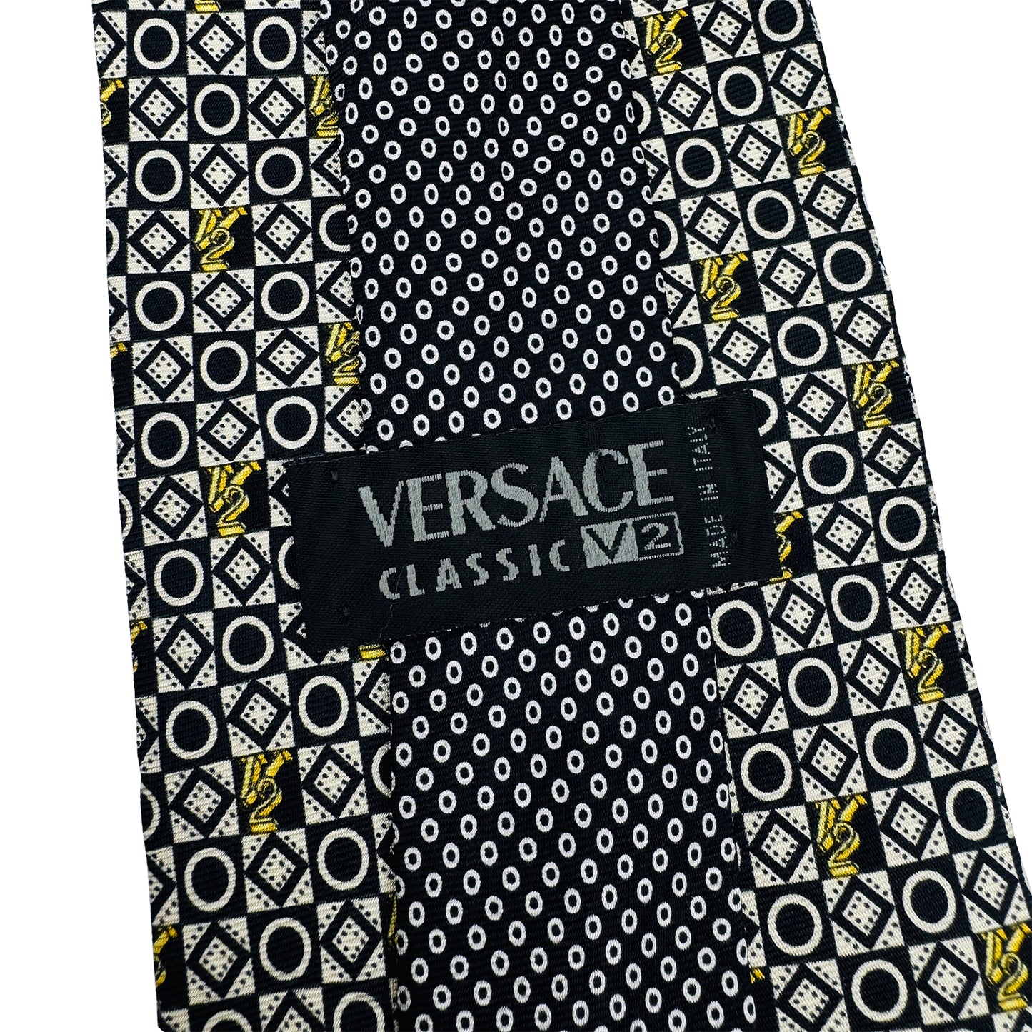 Versace Black 'Geometric Print' Tie (Size Regular)