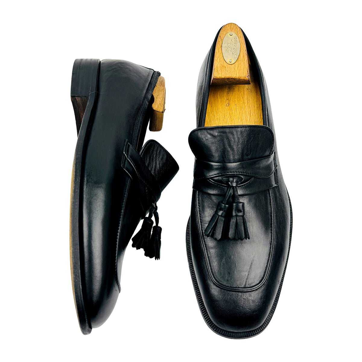 Bally Royal Style Flex Black Leather Tassel Loafers (Size 42)