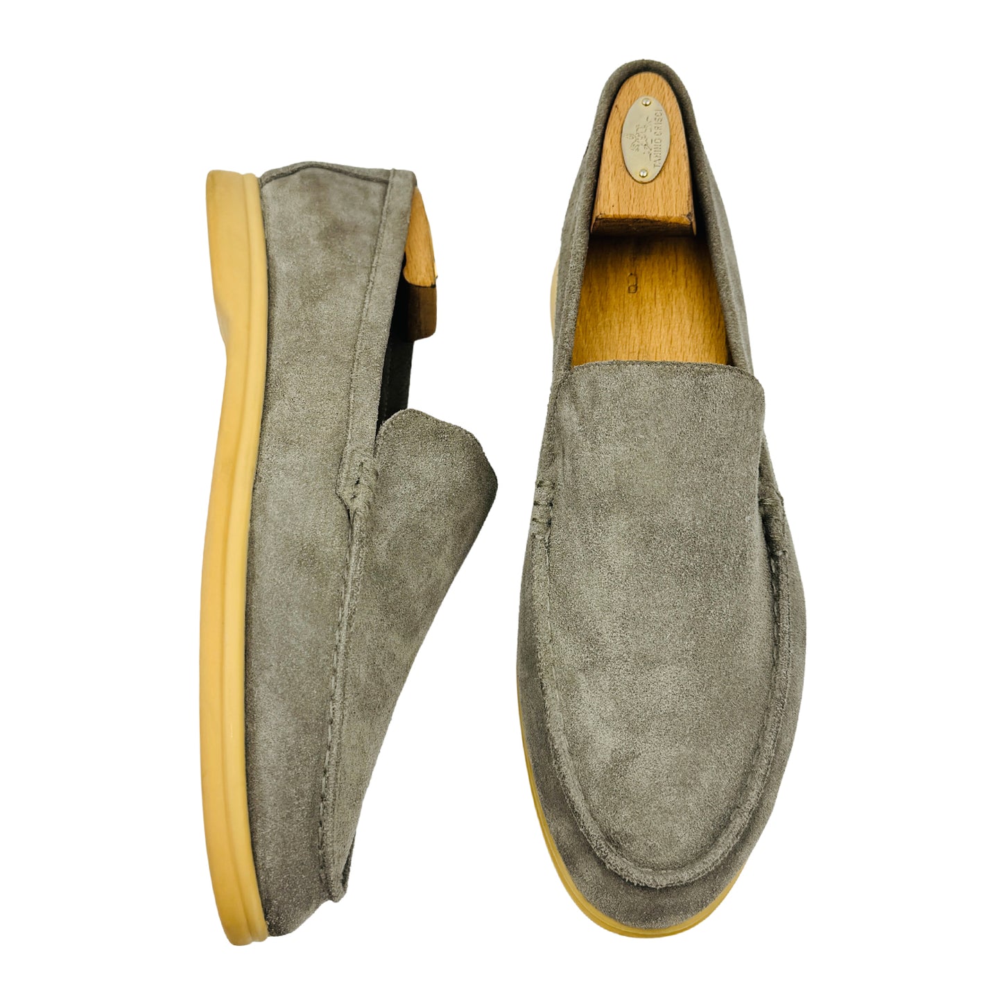 Loro Piana Summer Walk Grey Loafers (Size 43)