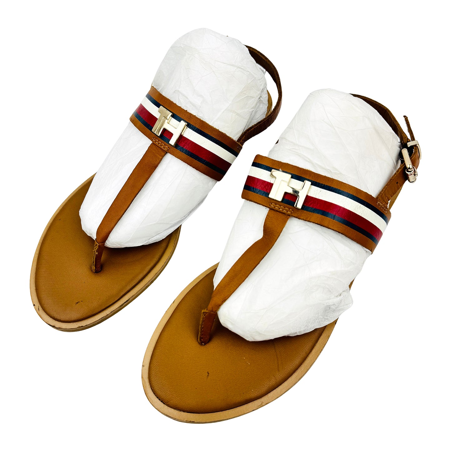Tommy Hilfiger Corporate Leather Flat Sandals (Size 40) - FW0FW04840