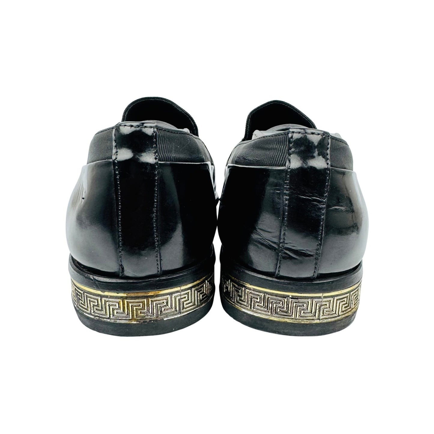 Versace Patent Leather Greca Pattern Heel Loafers (Size 40.5/41)