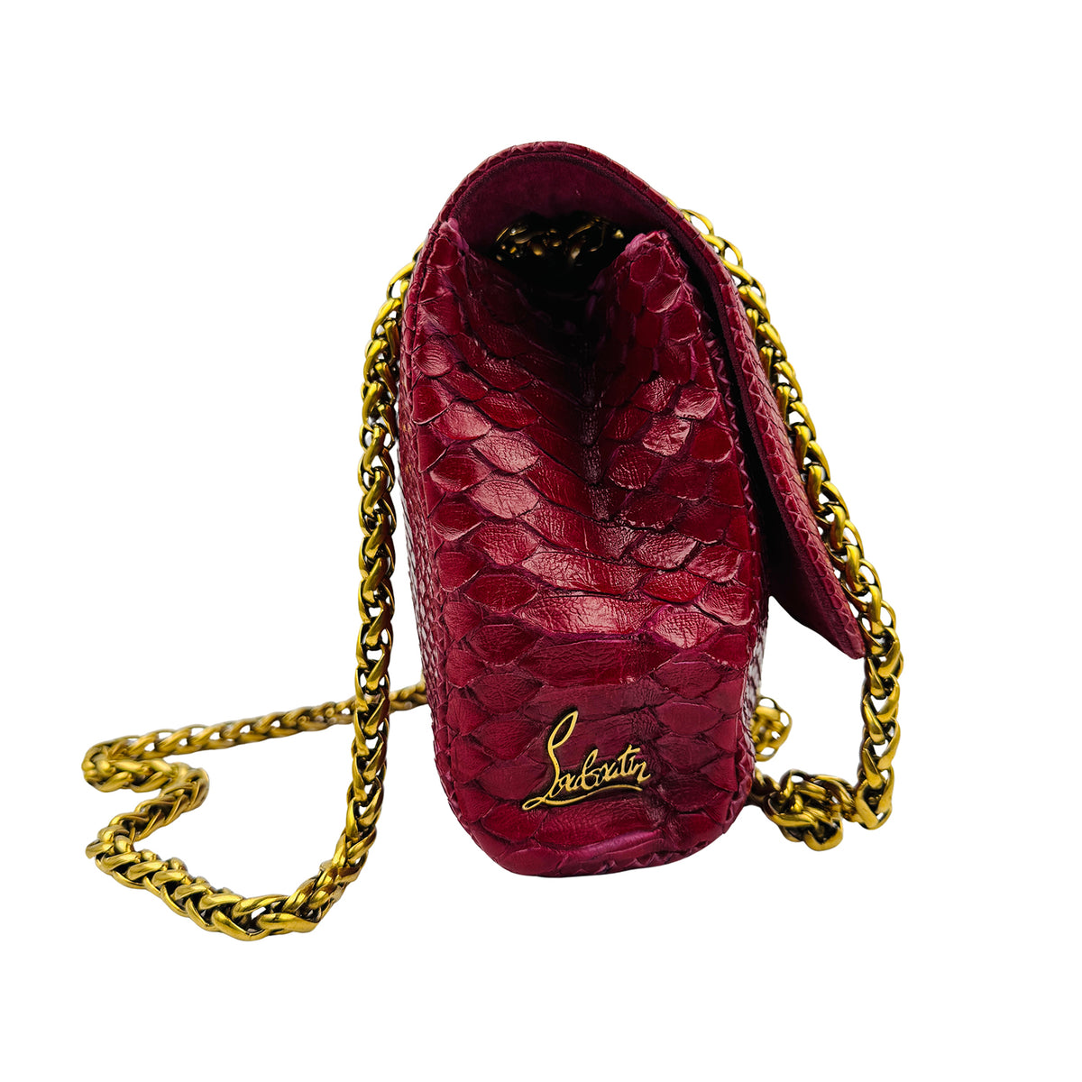 Christian Louboutin Red Python Snakeskin Shoulder Bag
