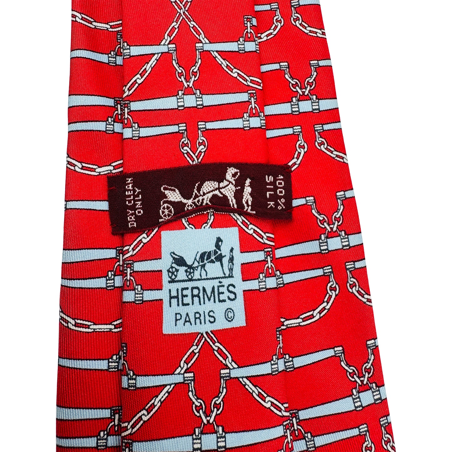 Hermès Bright Red 'Equestrian Chain' Tie (Size Regular)
