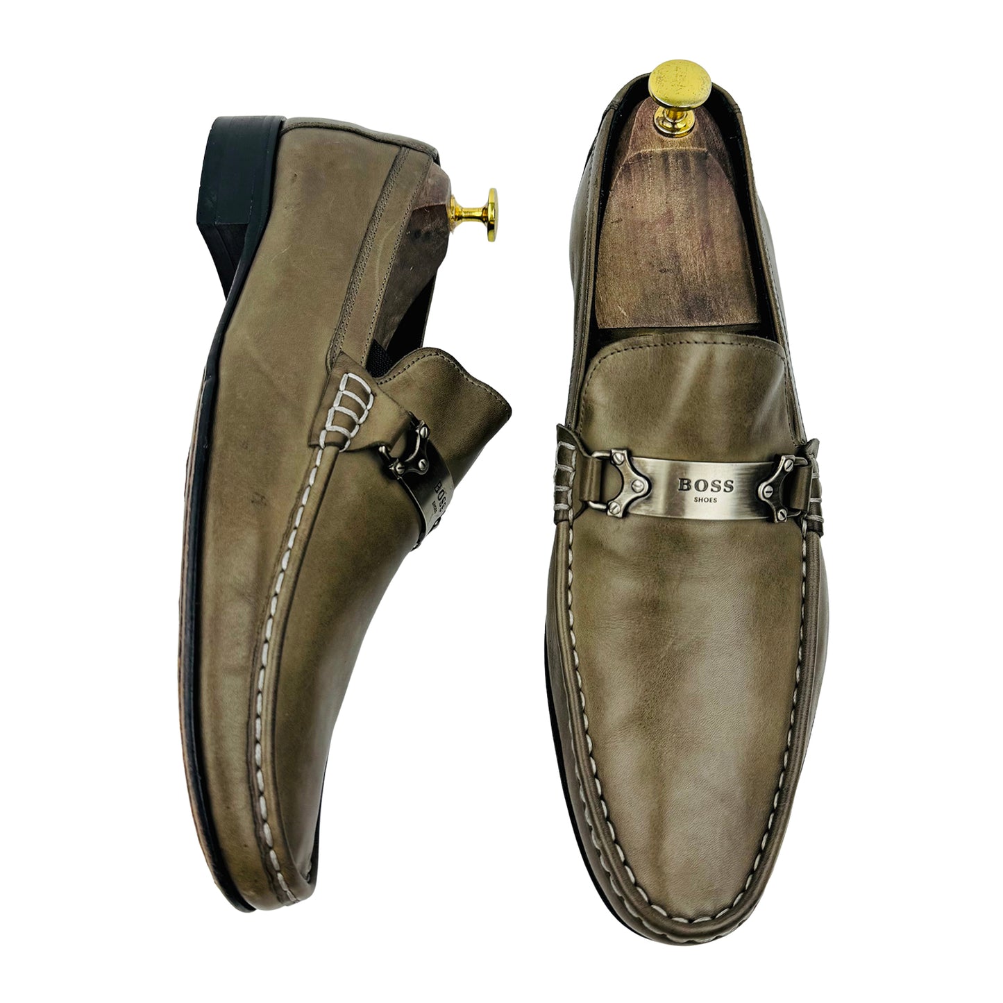 Boss Men's 'Olive-Taupe' Loafers (Size 43)