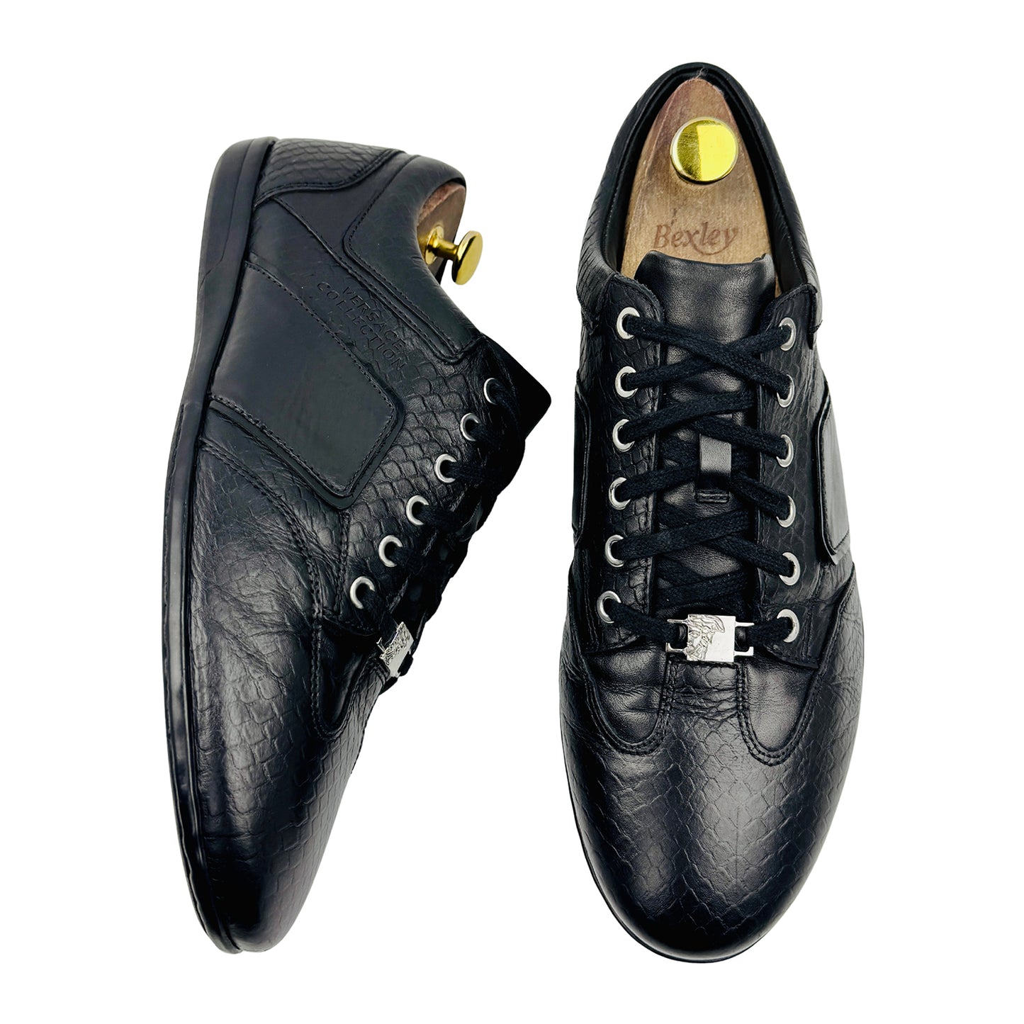 Versace Black Leather Medusa Low Top Sneakers (Size 43) - V900420