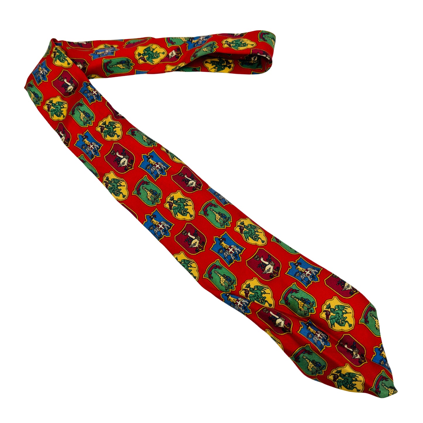 Gucci Red 'Crests' Italian Silk Tie (Size Slim Fit)