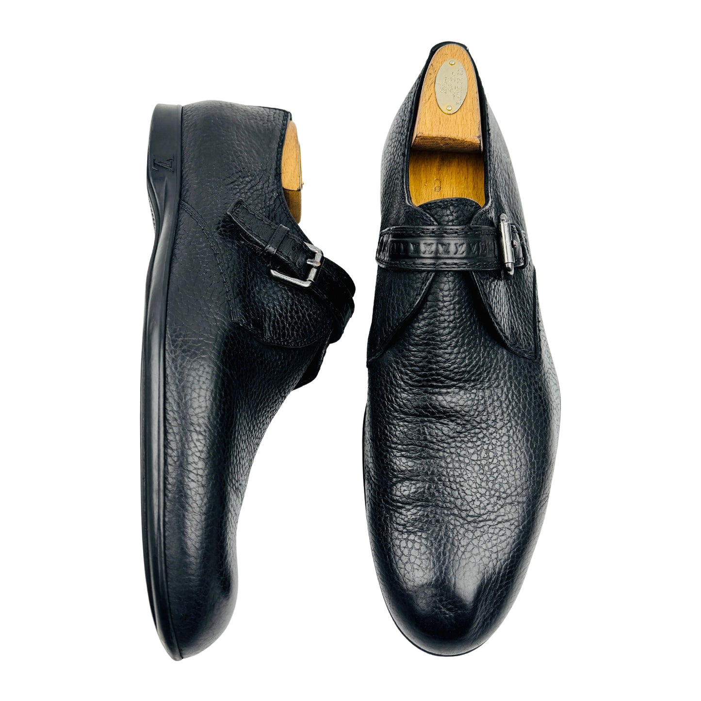 Louis Vuitton Textured Leather Single Monk Strap Shoes (Size 43.5)