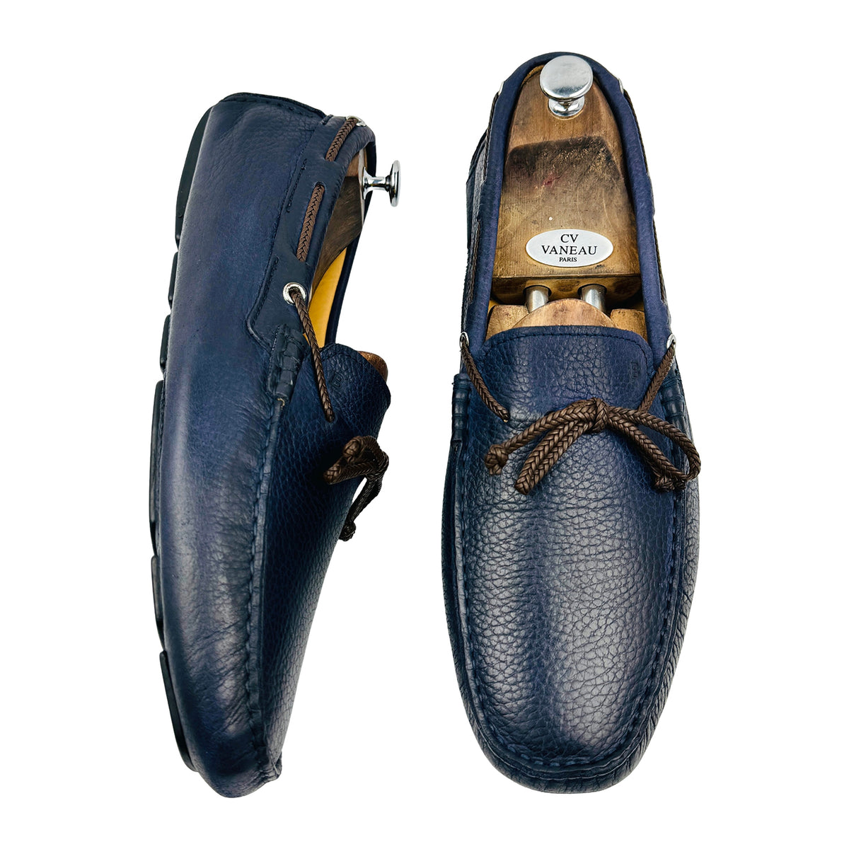 Bally Grained Leather Navy Loafers (Size 45)