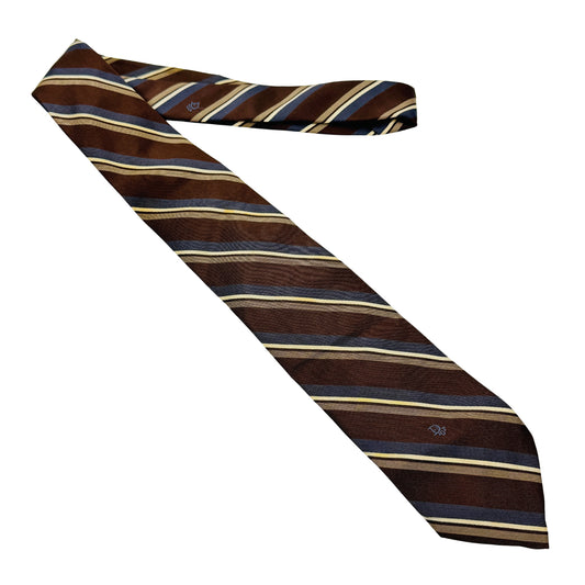 Christian Dior Brown 'Diagonal Stripes' Tie (Size Regular)
