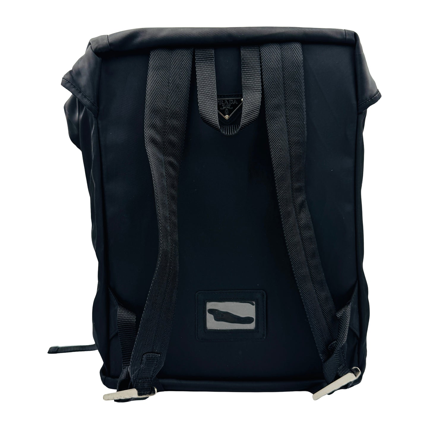 Prada Black Tessuto Nylon Double Buckle Backpack