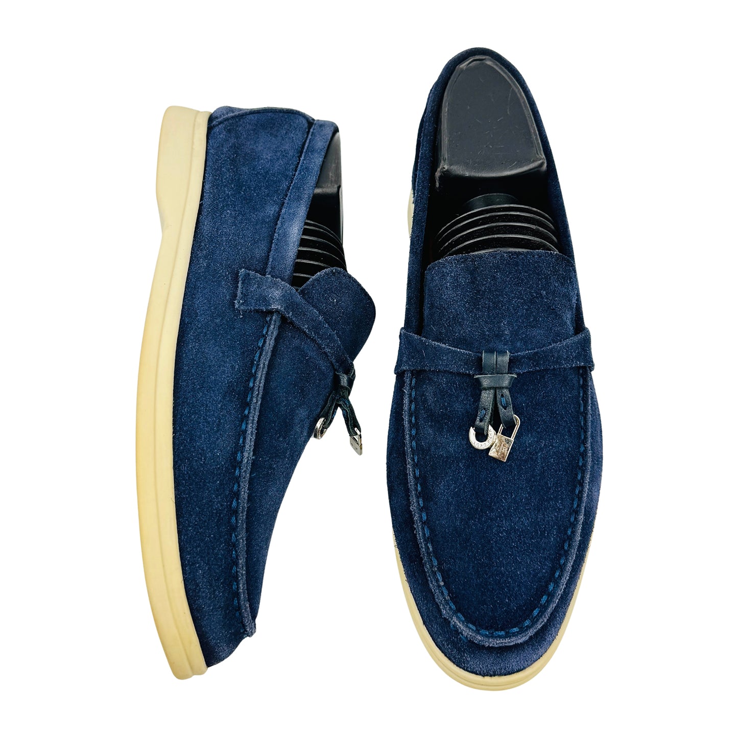 Loro Piana Summer Charms Walk Navy Blue Loafers (Size 40) - I43182