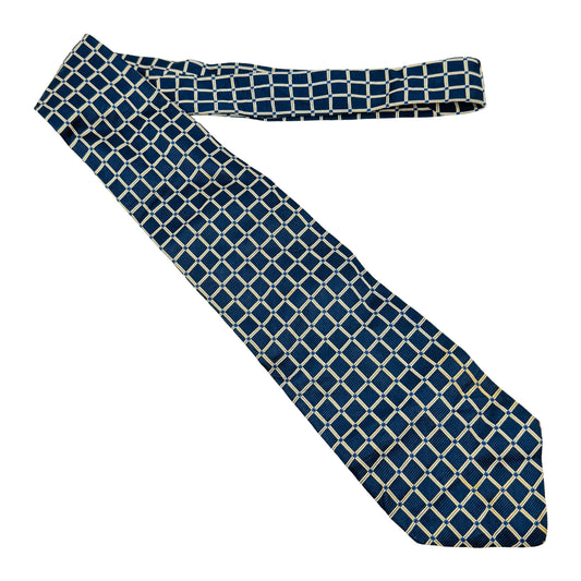 Christian Dior Blue 'Check Grid Pattern' Tie (Size Regular)