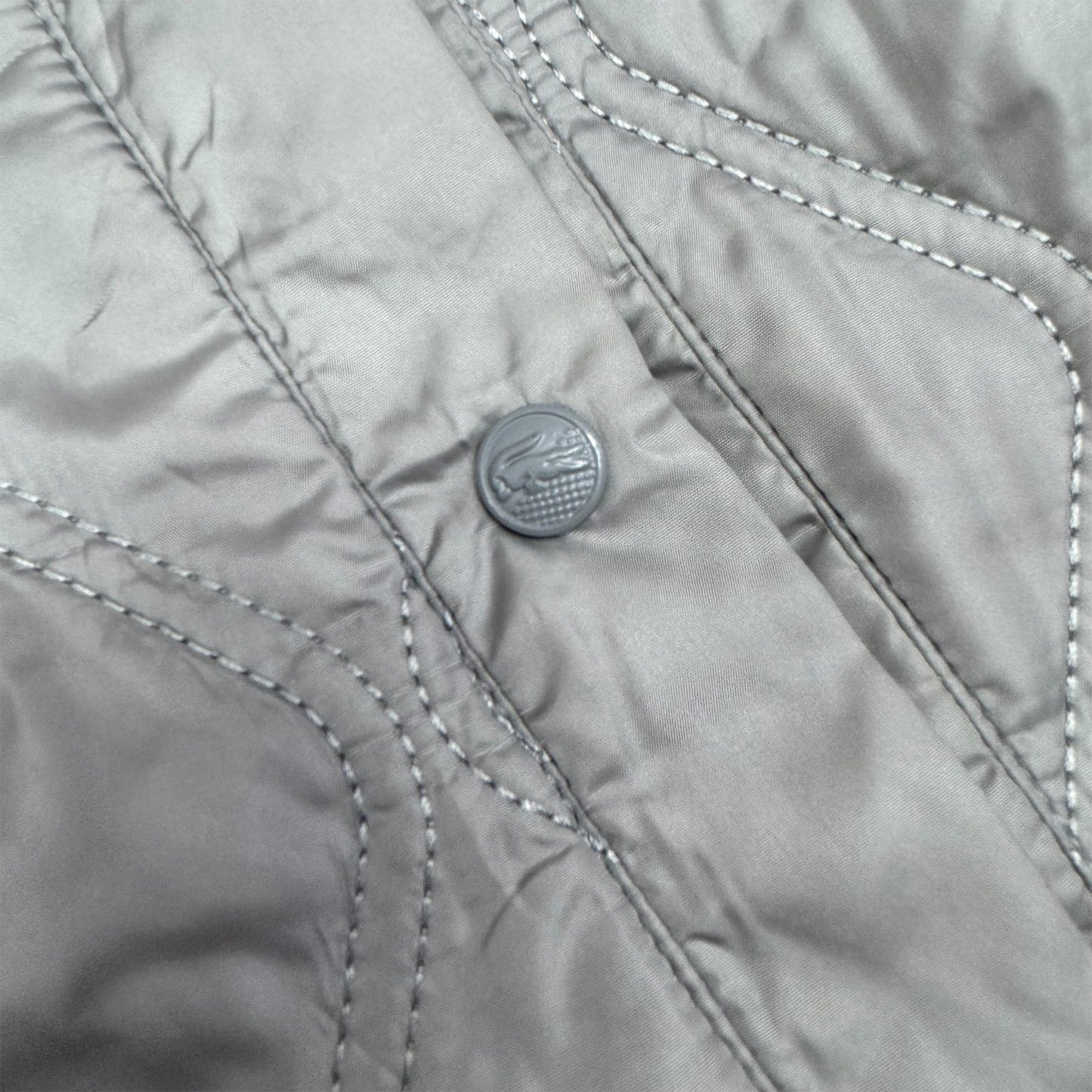Lacoste Grey Quilted Zip-Up Jacket (Size Small)
