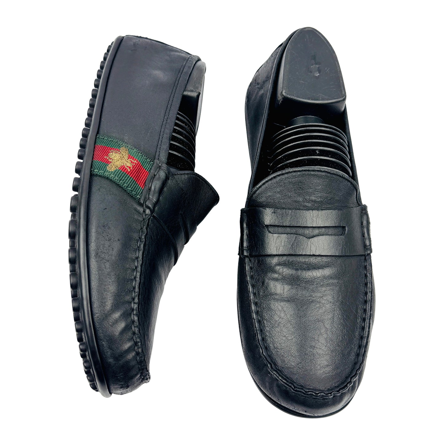 Skip ----- Gucci Web Bee Driving Loafers (Size 39/39.5) - 407635