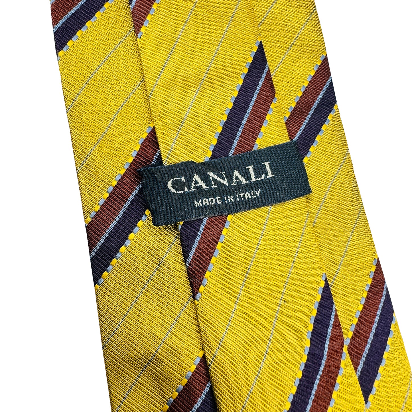 Canali Yellow 'Diagonal Stripes' Tie (Size Regular)