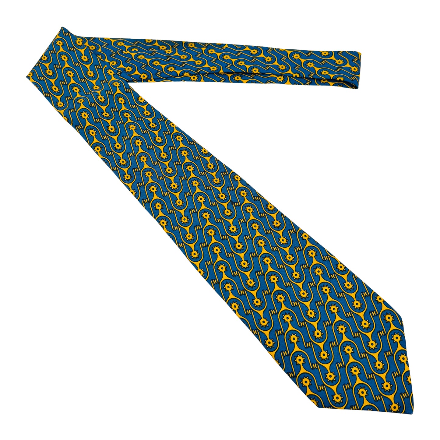 Hermès Blue 'Stirrup Pattern' Silk Tie (Size Regular)