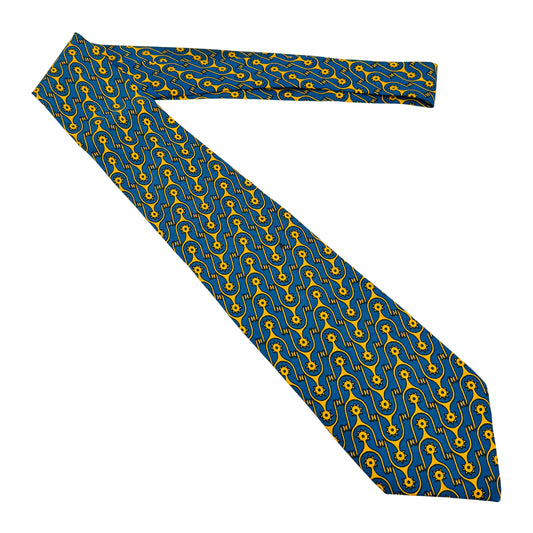 Hermès Blue 'Stirrup Pattern' Silk Tie (Size Regular)
