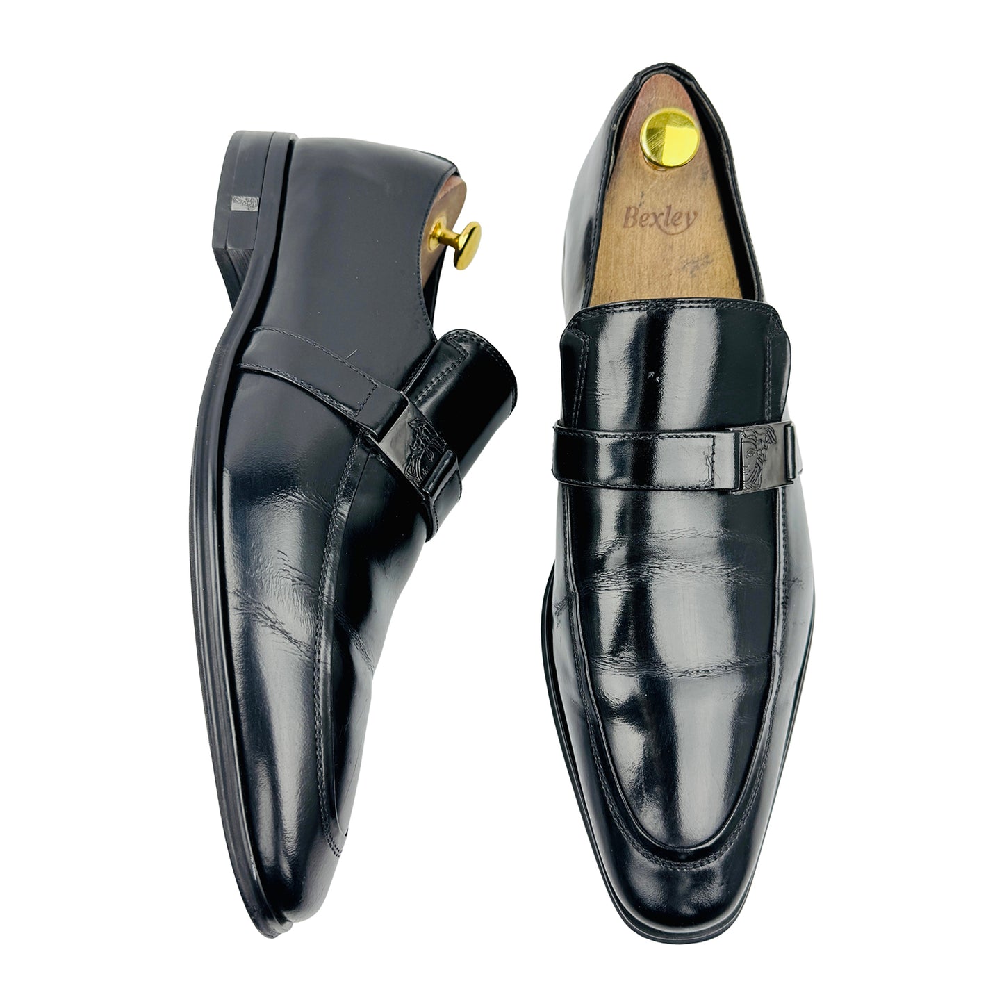 Versace Collection Men's Black Polished Leather Loafers (Size 44)