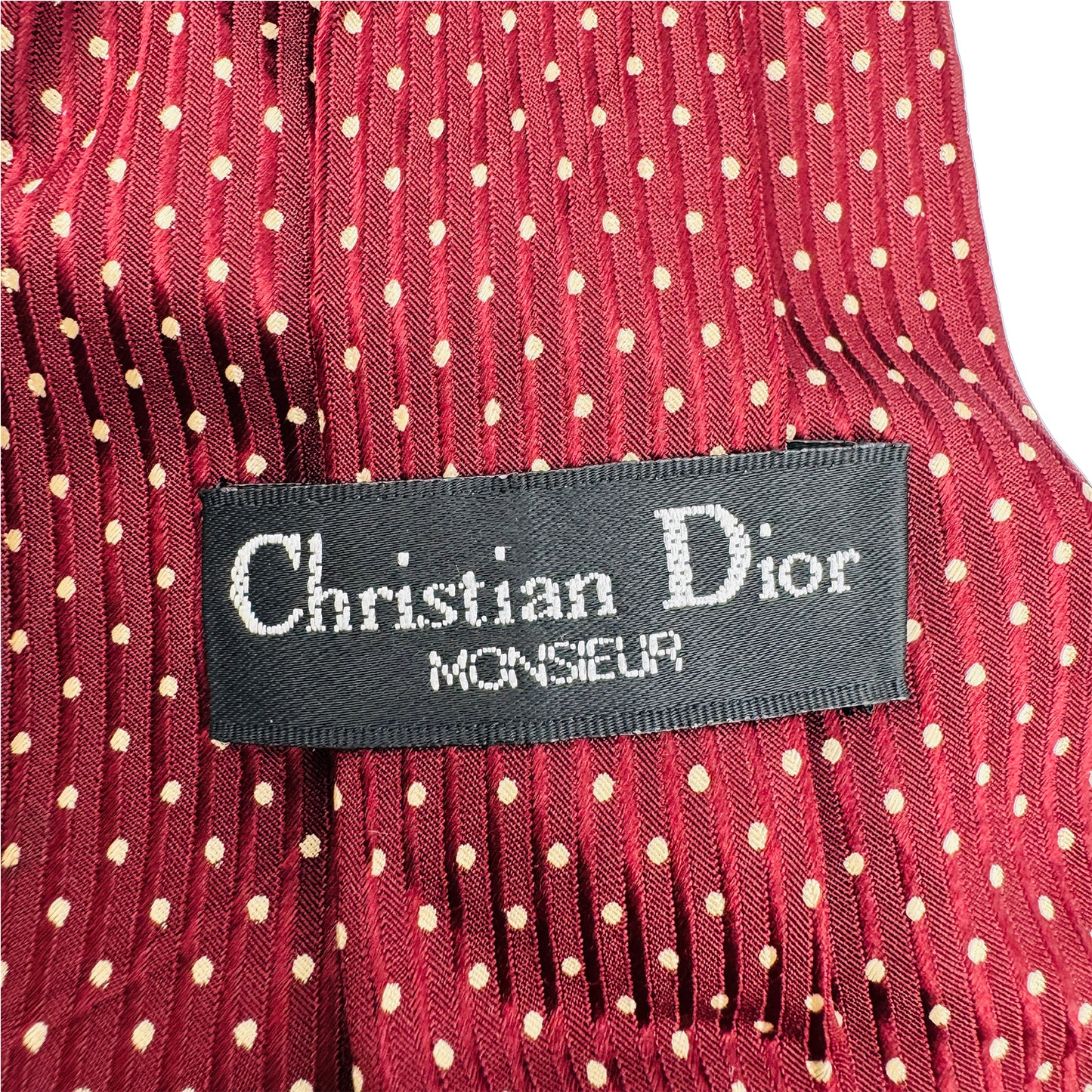 Christian Dior Burgundy 'Polka Dots' Tie (Size Regular)