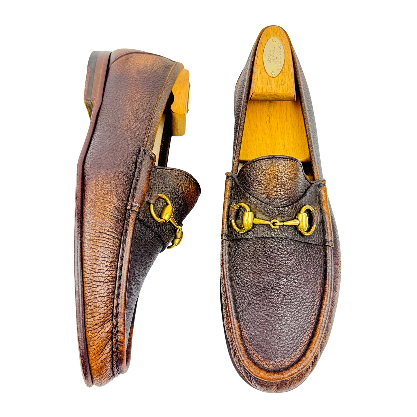 Gucci Men's Two-Tone Brown Loafers (Size 43.5)