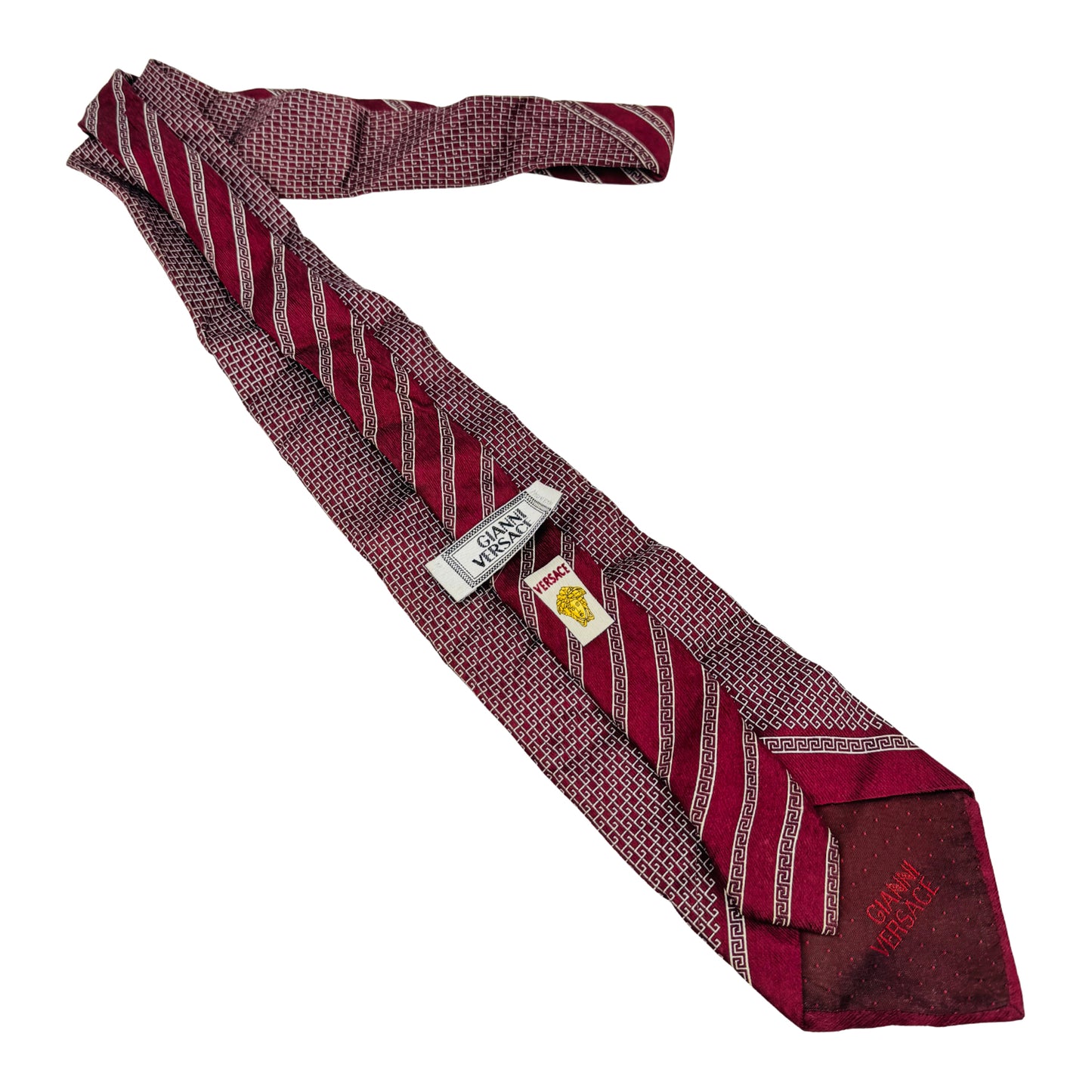 Versace Burgundy 'Ivory Pattern' Silk Tie (Size Regular)