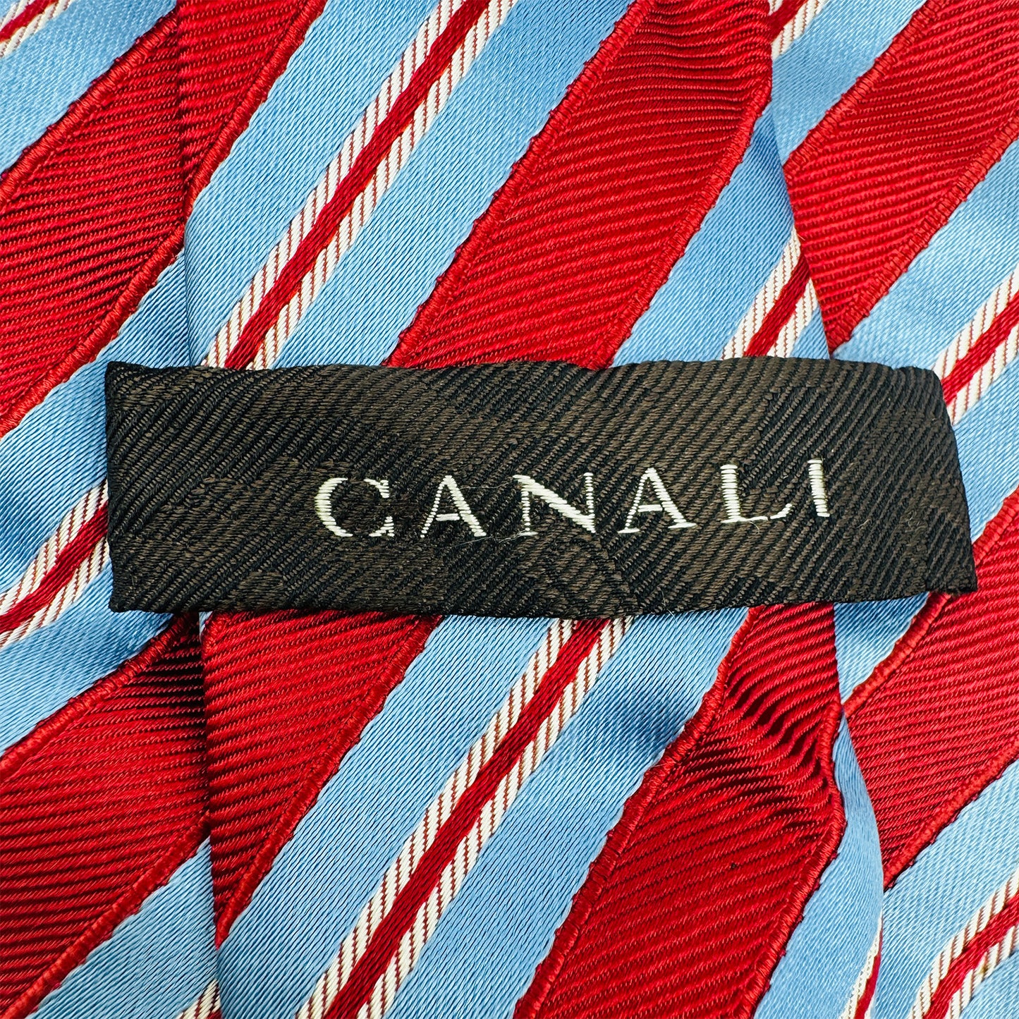 Canali Red 'Diagonal Stripes' Silk Tie (Size Regular)