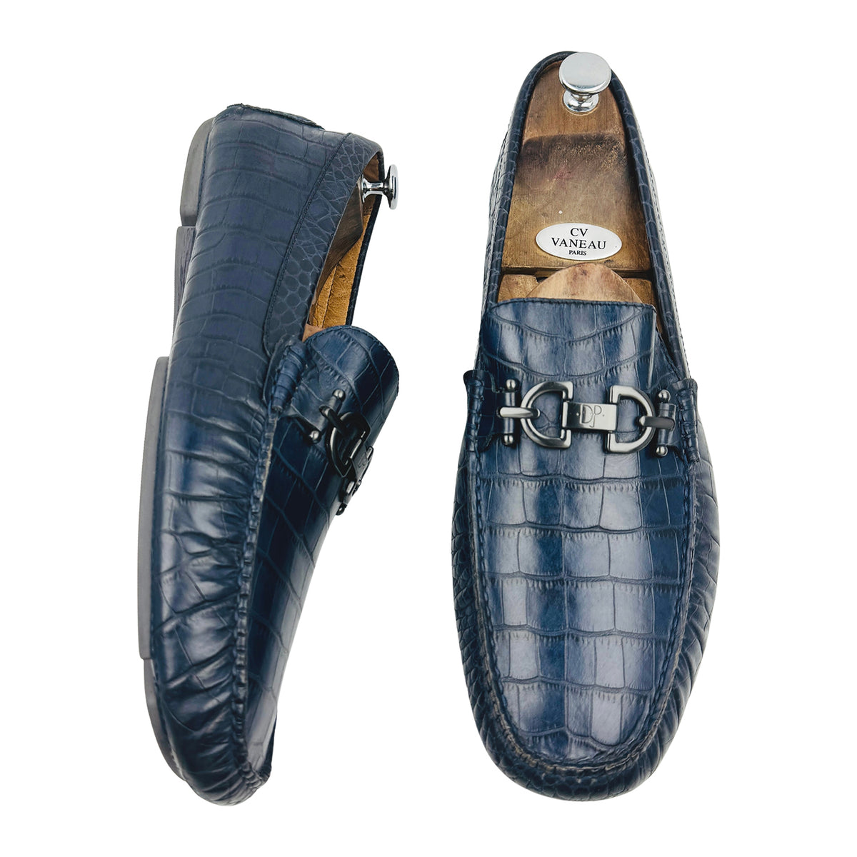 Donald J Pliner Crocodile Leather Navy Loafers (Size 46)