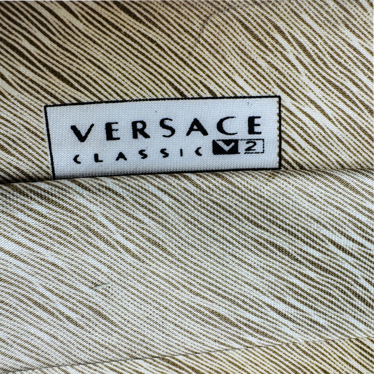 Versace Light Gold 'Tree-Bark Print' Tie (Size Regular)