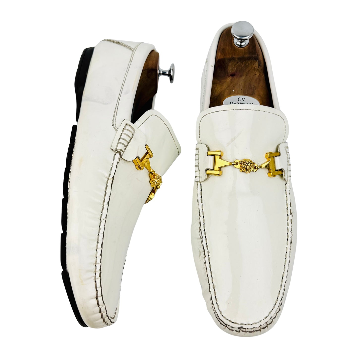 Versace Men's White Patent Leather Loafers (Size 45/45.5)